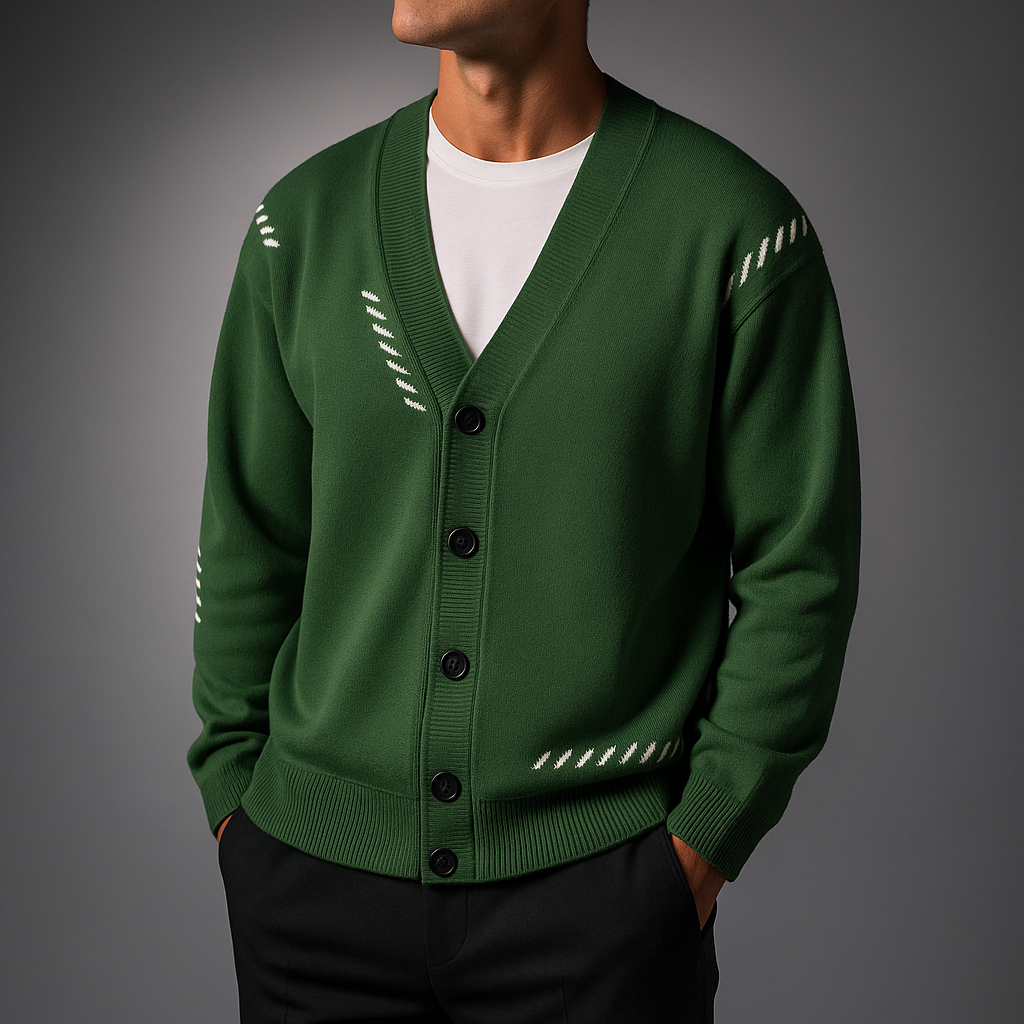 Men's Knit Cardigan - Stylish and Comfortable Green