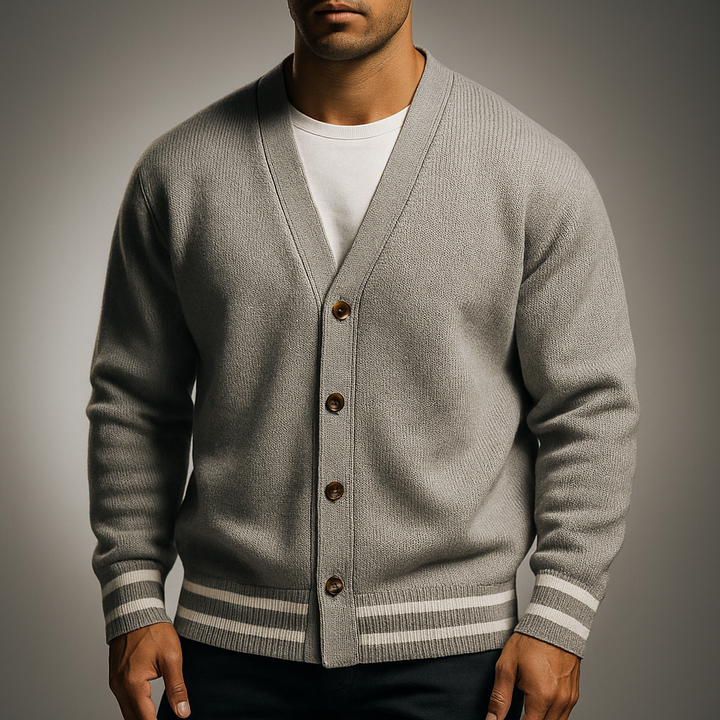 Men's Knit Cardigan - Stylish and Cozy Knitwear Gray