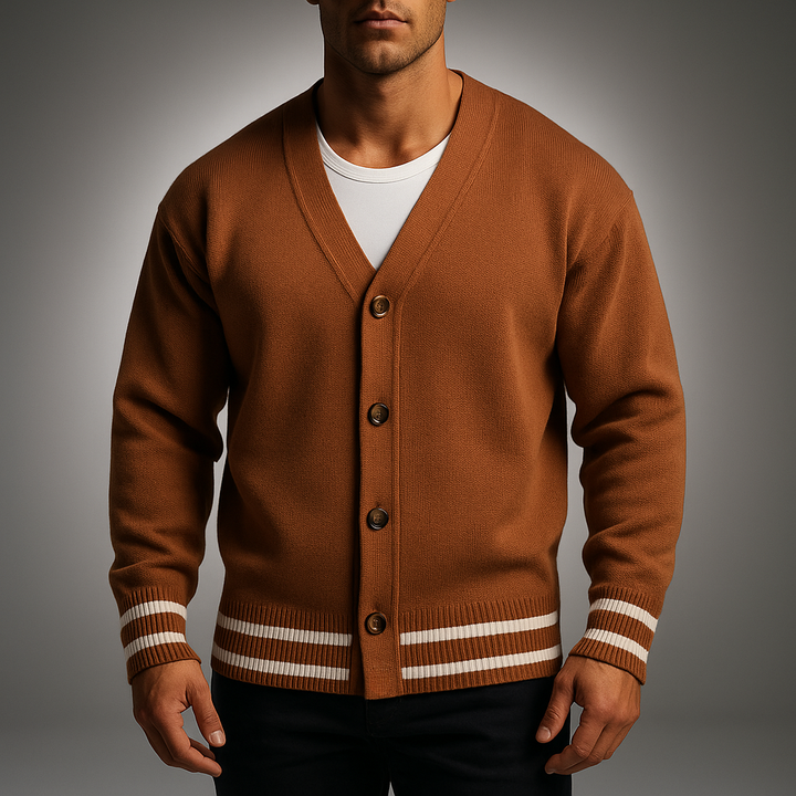 Men's Knit Cardigan - Stylish and Cozy Knitwear Brown