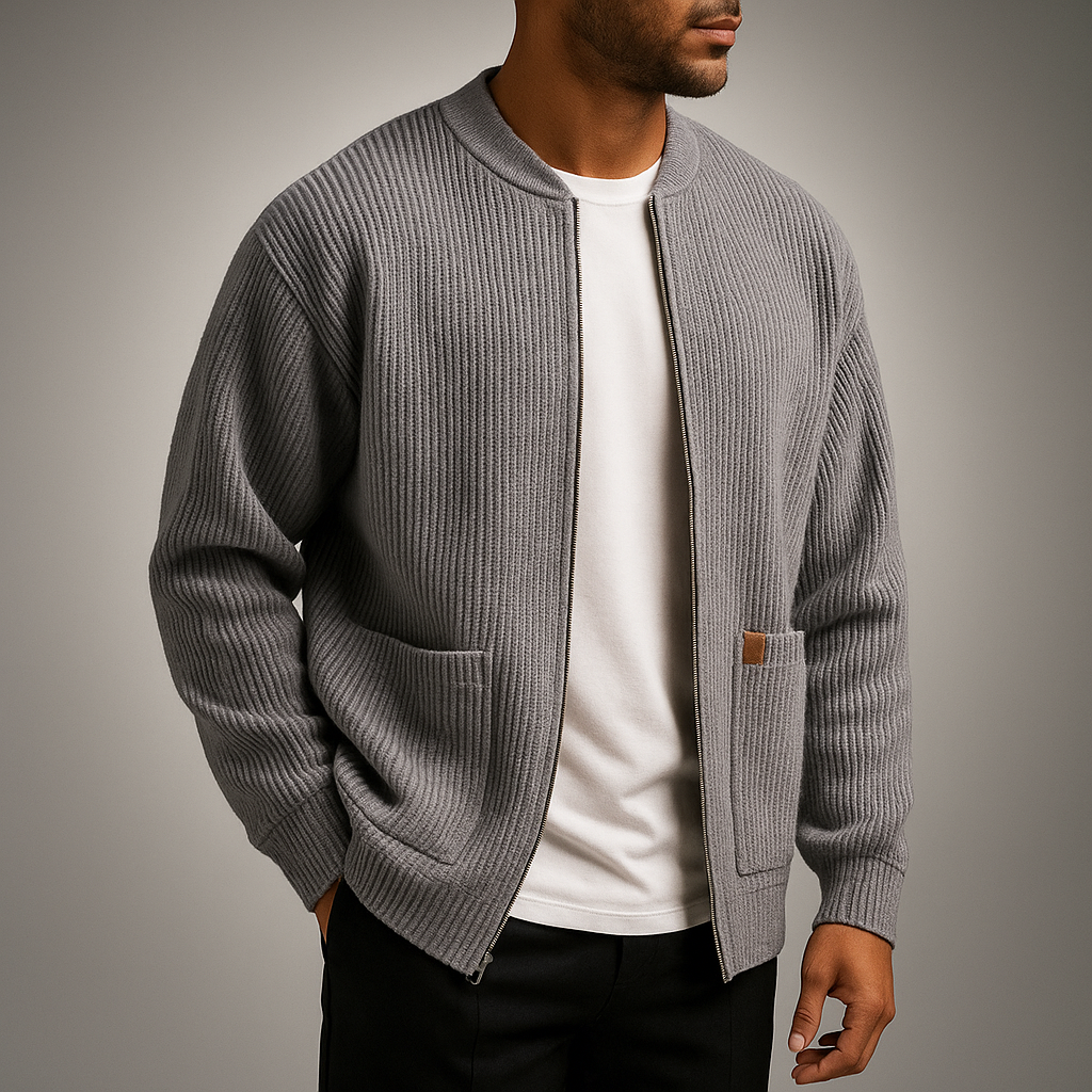 Men's Knit Cardigan - Stylish and Cozy Layering Piece Gray