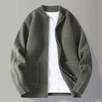 Women's Polyester Relaxed Fit Stand Collar Side Pockets Cardigan