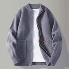 Women's Polyester Relaxed Fit Stand Collar Side Pockets Cardigan