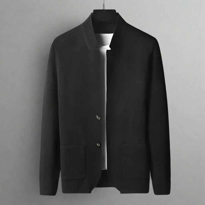 Men's Knit Cardigan - Stylish and Cozy Layering Piece Black