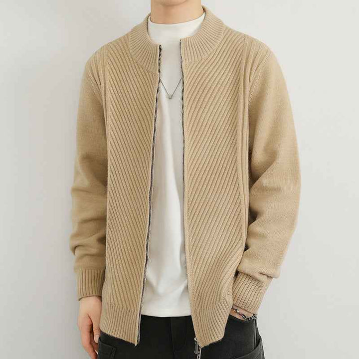 Men's Knit Jacket - Stylish and Comfortable Outerwear Beige