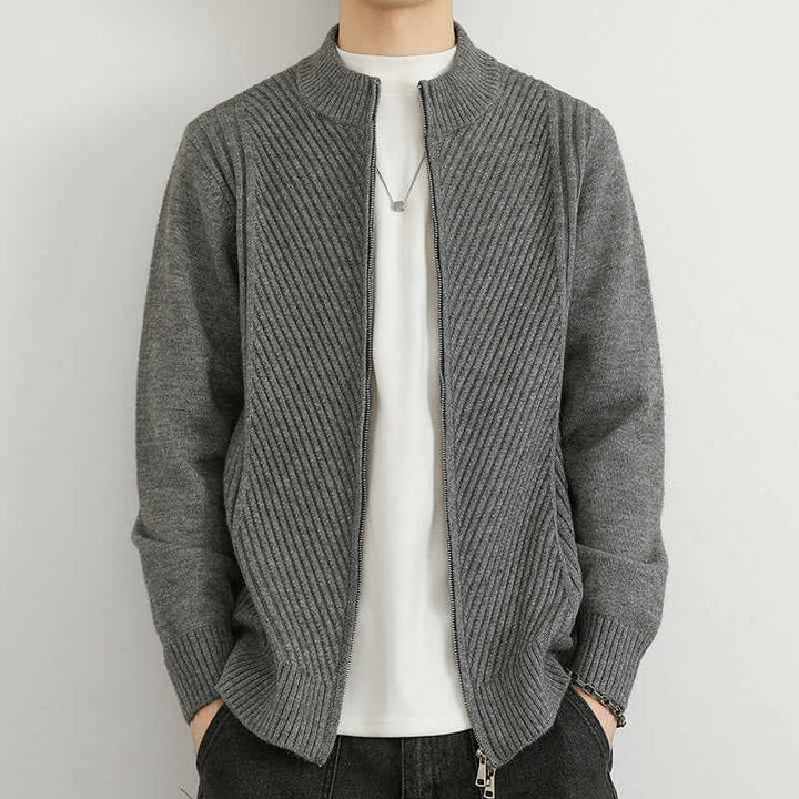 Men's Knit Jacket - Stylish and Comfortable Outerwear Gray