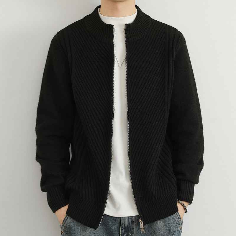 Men's Knit Jacket - Stylish and Comfortable Outerwear Black