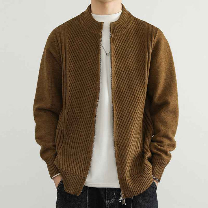 Men's Knit Jacket - Stylish and Comfortable Outerwear Coffee