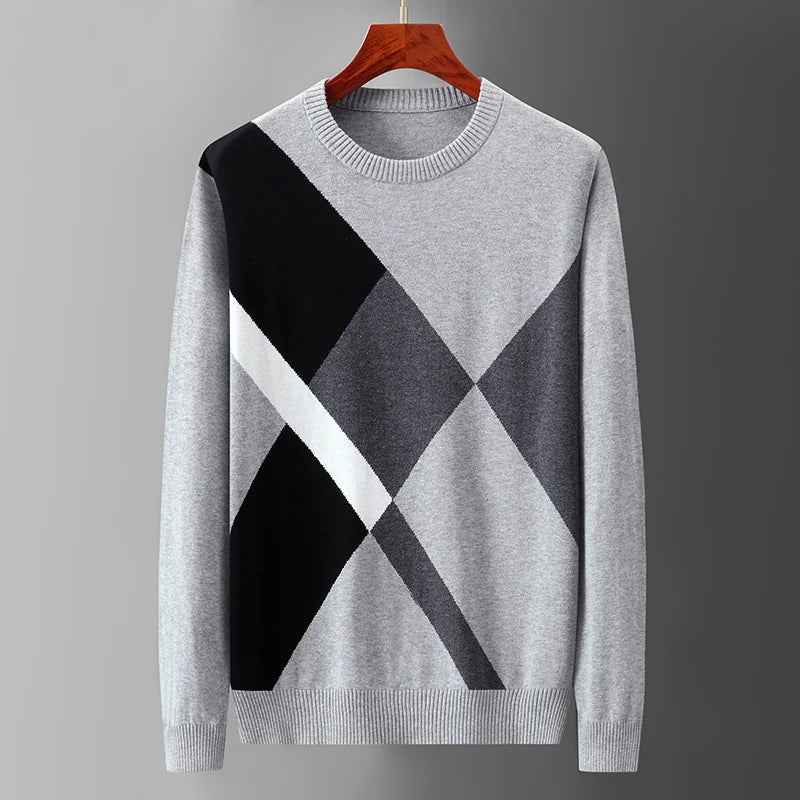 Men's Knit Sweater - Cozy and Stylish Light Gray