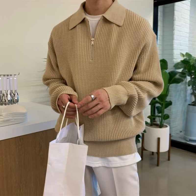 Men's Knitted Sweater - Cozy and Stylish Knitwear Khaki