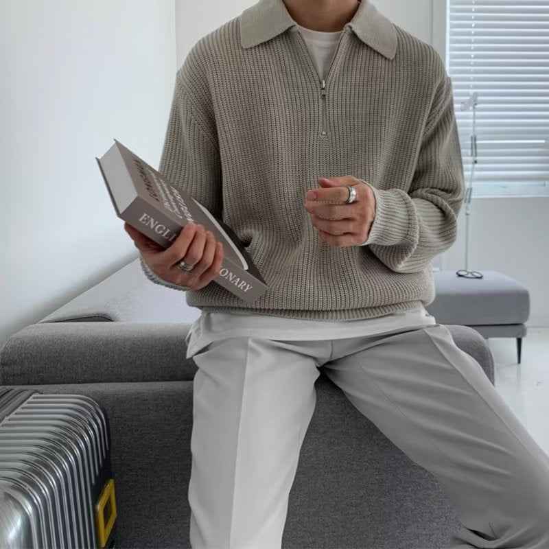 Men's Knitted Sweater - Cozy and Stylish Knitwear Gray