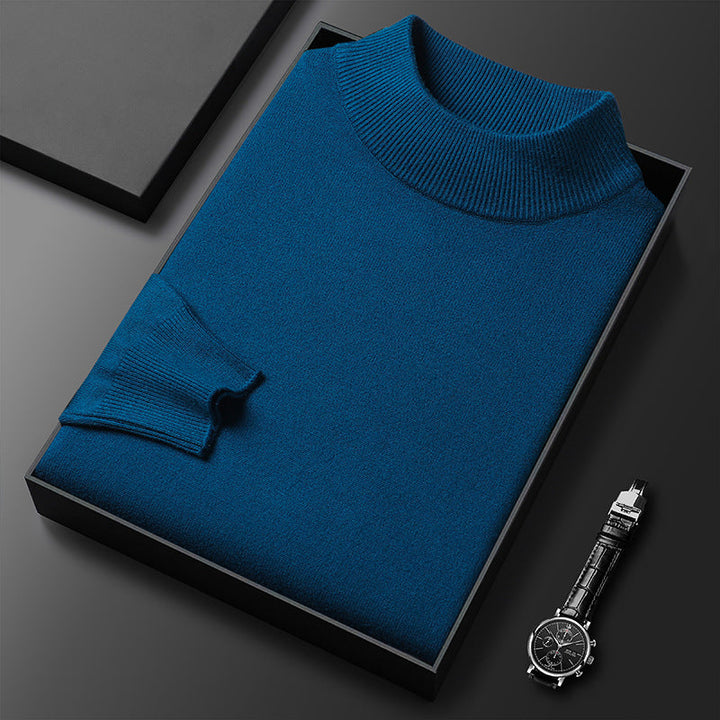 Men's Knitted Turtleneck Sweater – Regular Fit with Ribbed Trims – Long Sleeves Hazelnut