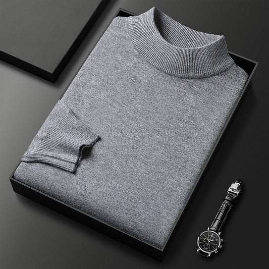 Men's Turtleneck Ribbed Cuffs Long Sleeve Turtleneck Winter Medium Grey