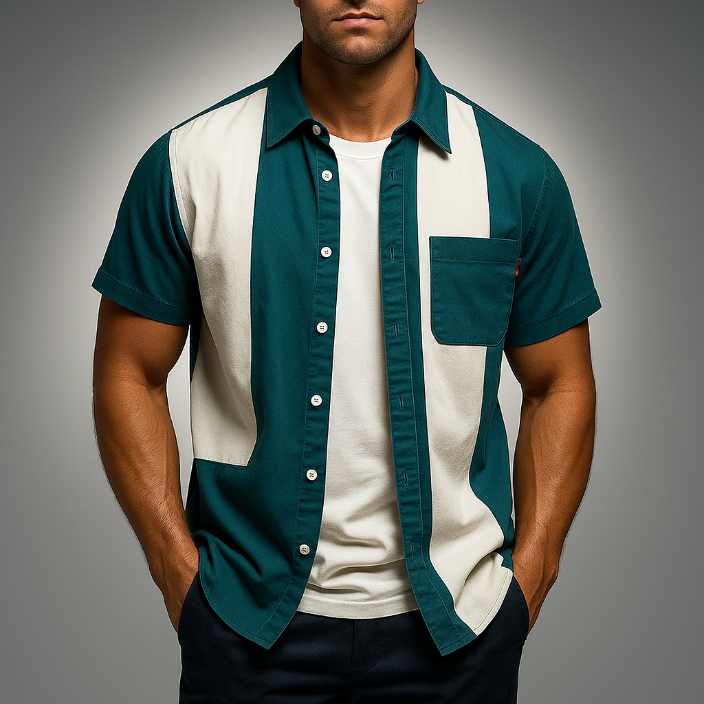 Men's Larkspur Panel Pop Shirt - Stylish and Versatile Top Green