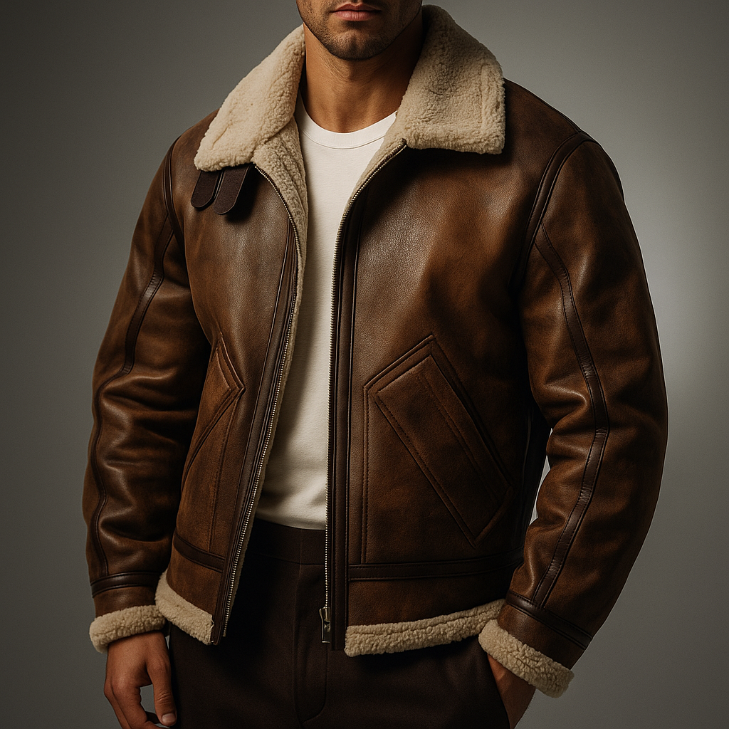 Men's Leather Bomber Jacket