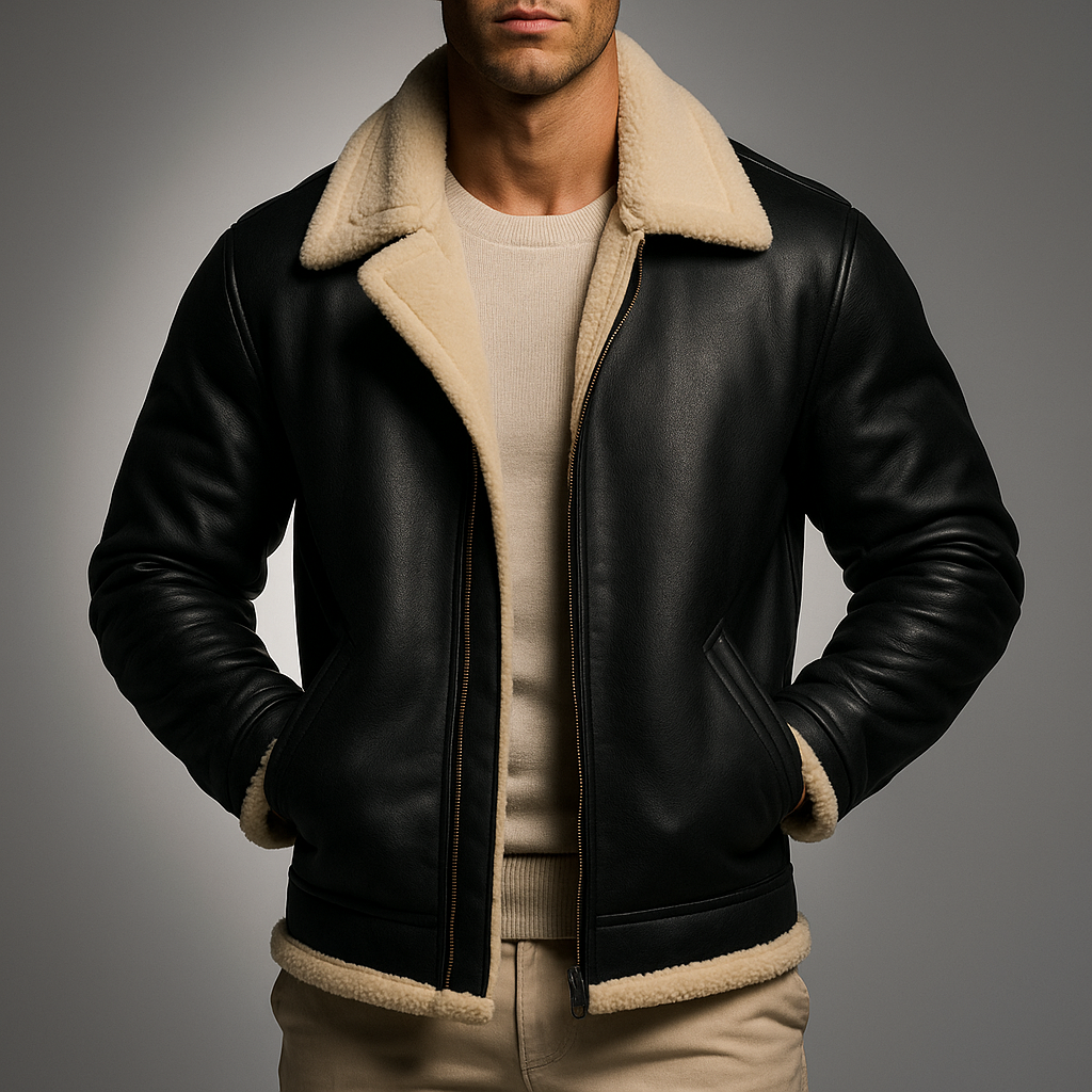 Men's Leather Bomber Jacket