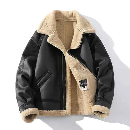 Men's Leather Jacket Regular Fit Zip Closure Green Winter Black