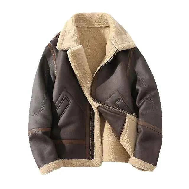 Men's Leather Bomber Jacket Coffee Brown