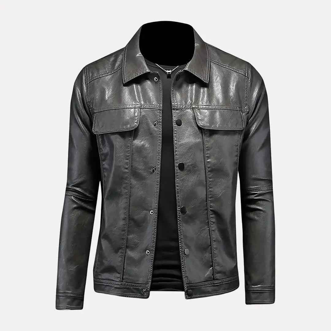 Men's Leather Explorer Jacket Gray