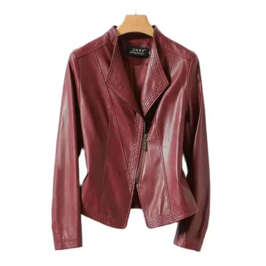 Men's Leather Moto Jacket Scarlet