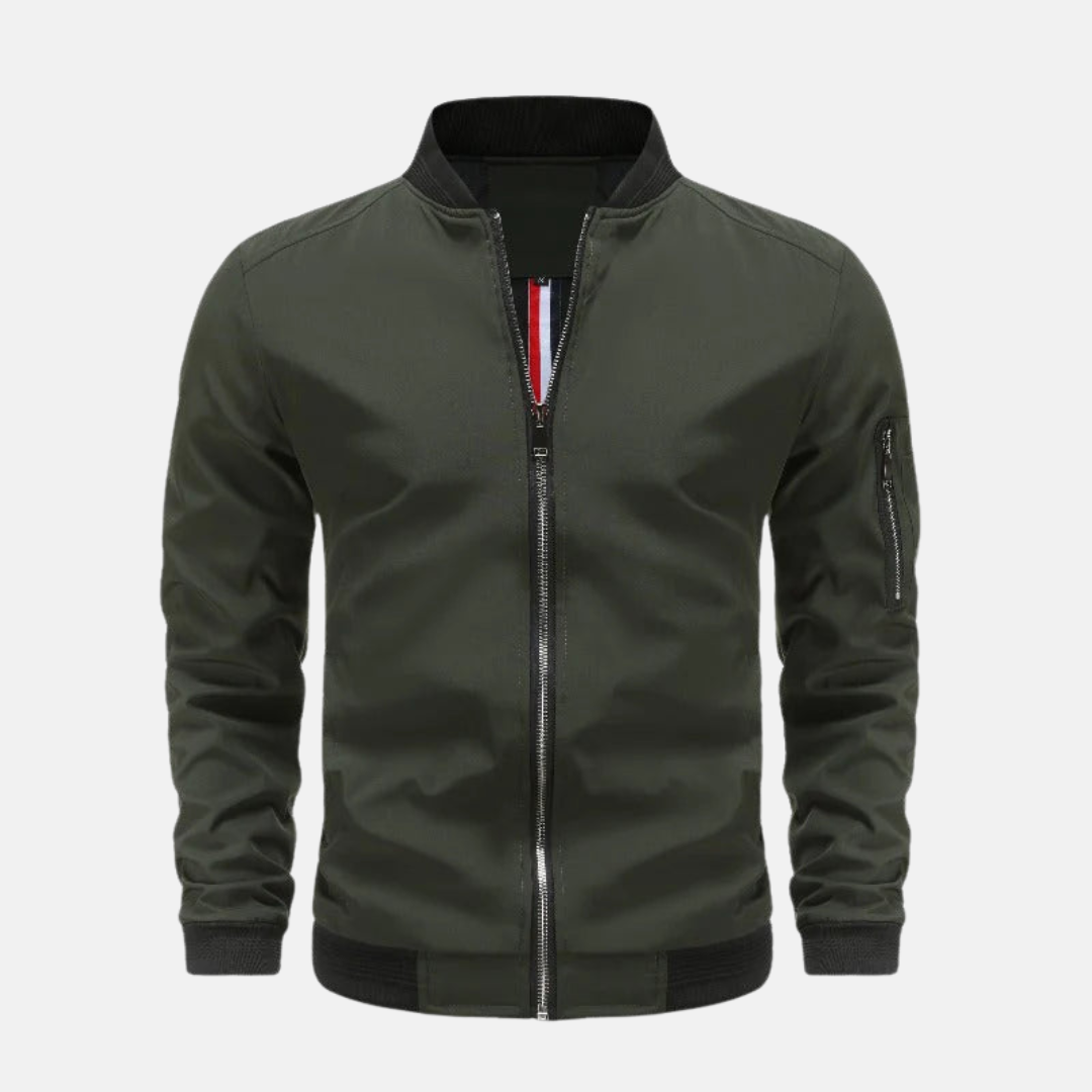 Men's Lightweight Bomber Jacket – Regular Fit – Zipper Closure with Sleeve Pocket Green