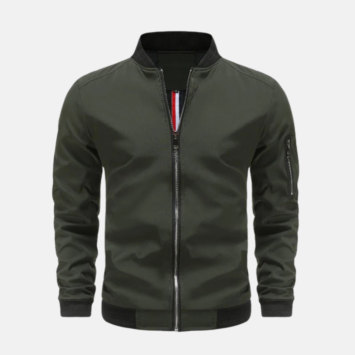 Men's Lightweight Bomber Jacket – Regular Fit – Zipper Closure with Sleeve Pocket Green