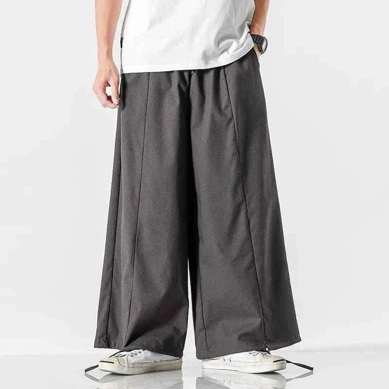 Men's Lightweight Cotton-Linen Parachute Pants Dark Gray