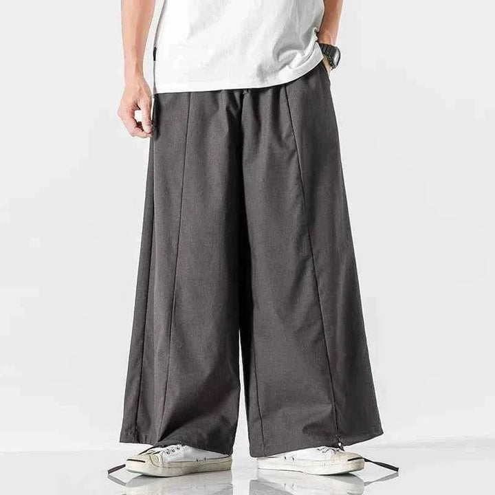 Men's Lightweight Cotton-Linen Parachute Pants Dark Gray