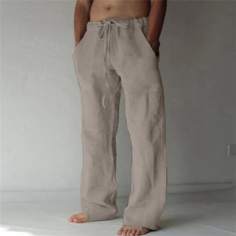 Men's Lightweight Linen Trousers | Long Fit Gray