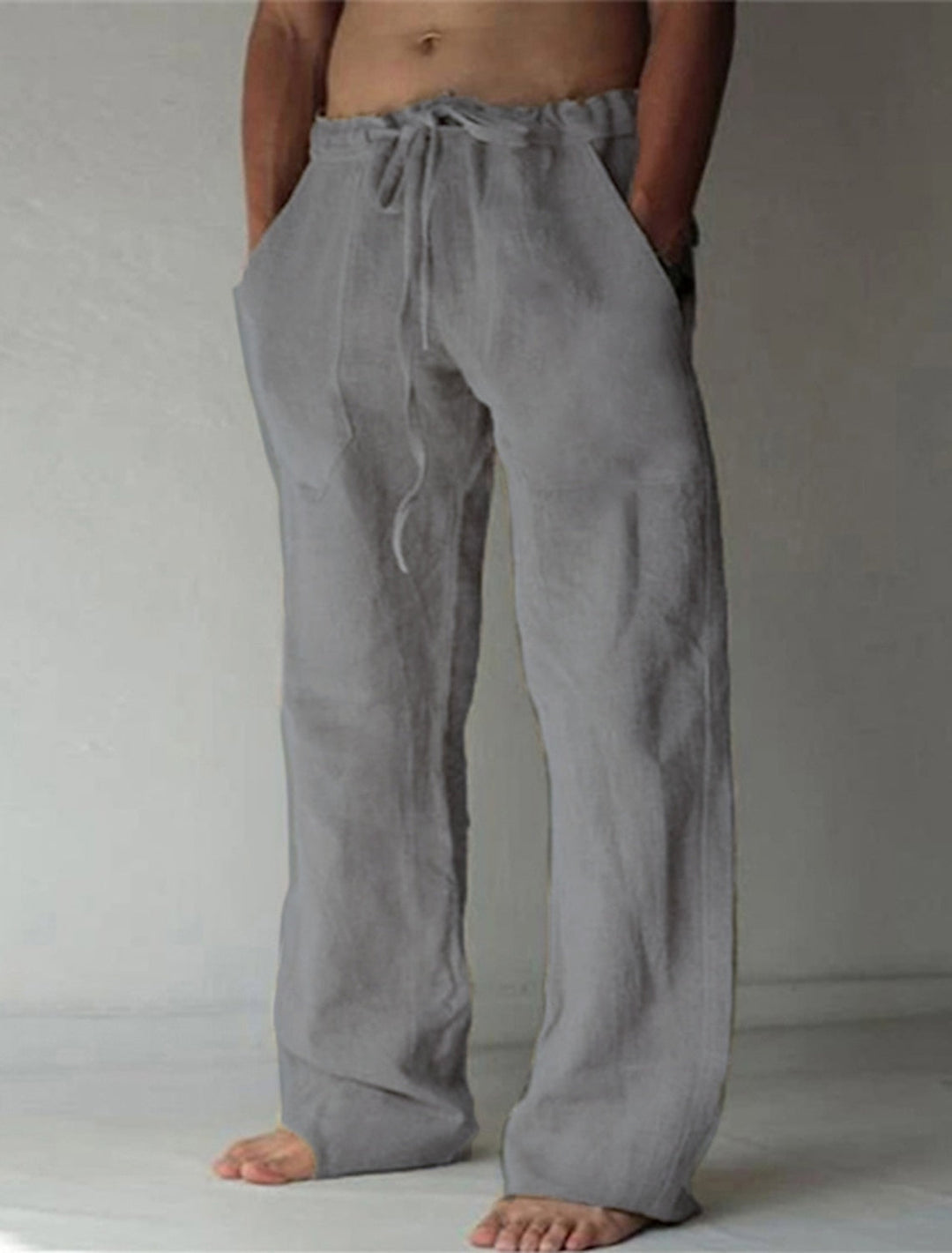 Men's Lightweight Linen Trousers | Long Fit Dark Gray