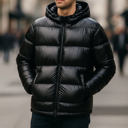 Men's Polyester Jacket Slim Pockets Black Winter Burgundy