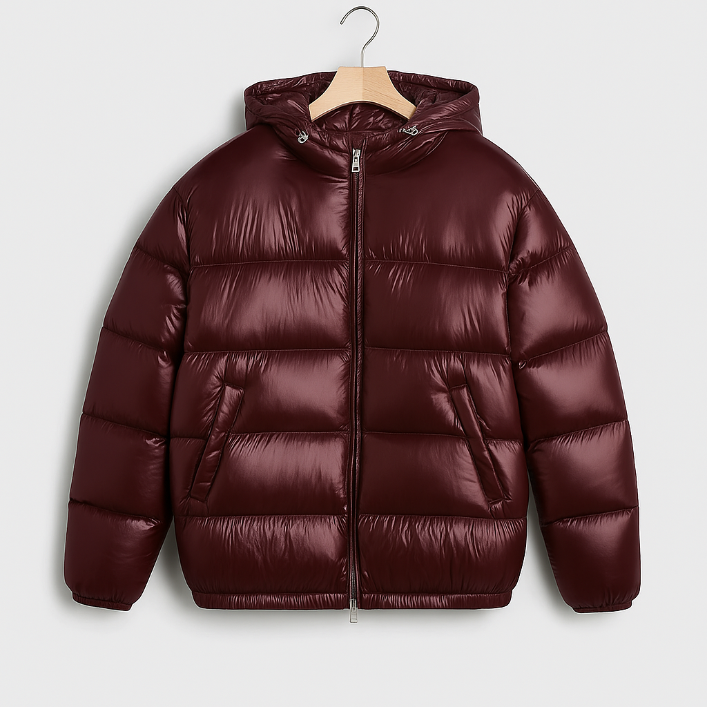 Men's Lightweight Puffer Jacket - Warm, Stylish, and Water-Resistant Burgundy