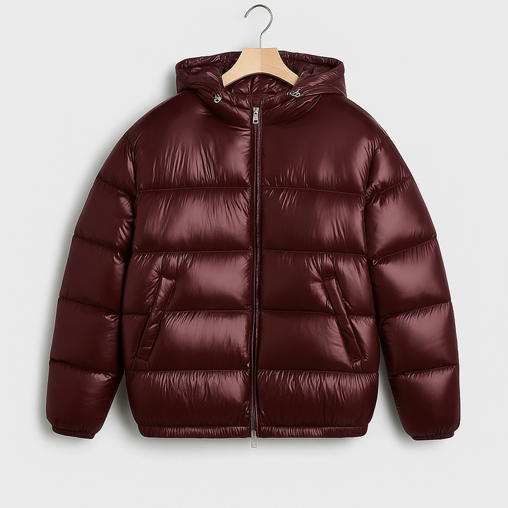 Men's Lightweight Puffer Jacket - Warm, Stylish, and Water-Resistant Burgundy