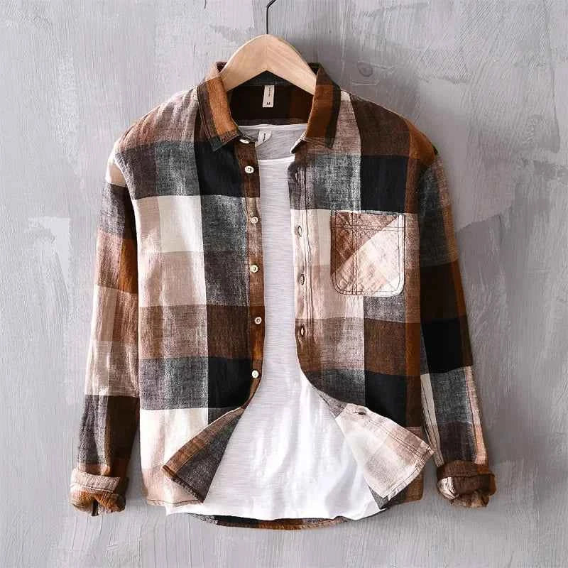 Men's Linen Blend Bayfield Shirt Espresso Brown