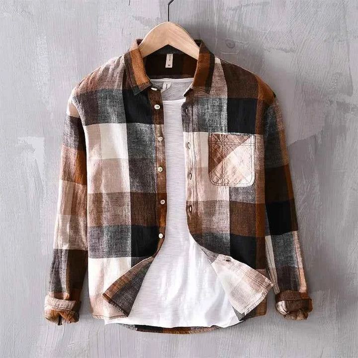Men's Linen Blend Bayfield Shirt Espresso Brown
