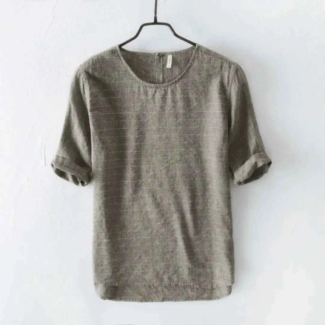 Men's Linen Cotton Tee - Géneva Style Brown