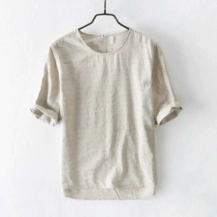 Men's Linen Cotton Tee - Géneva Style Khaki