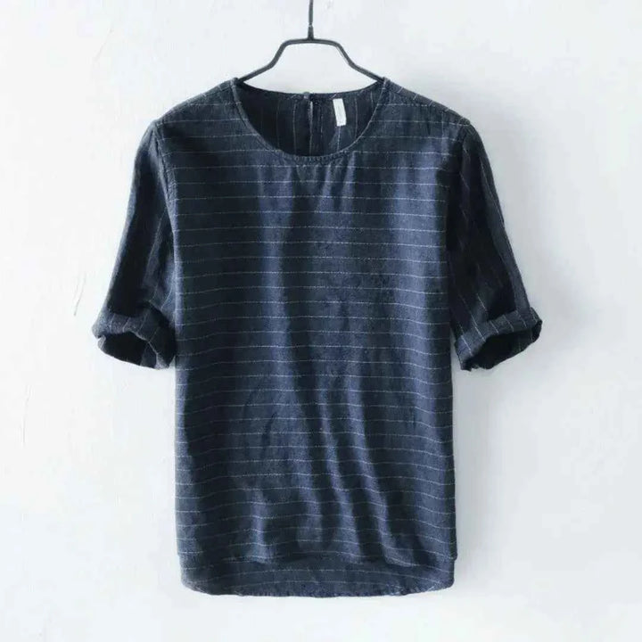 Men's Linen Cotton Tee - Géneva Style Navy