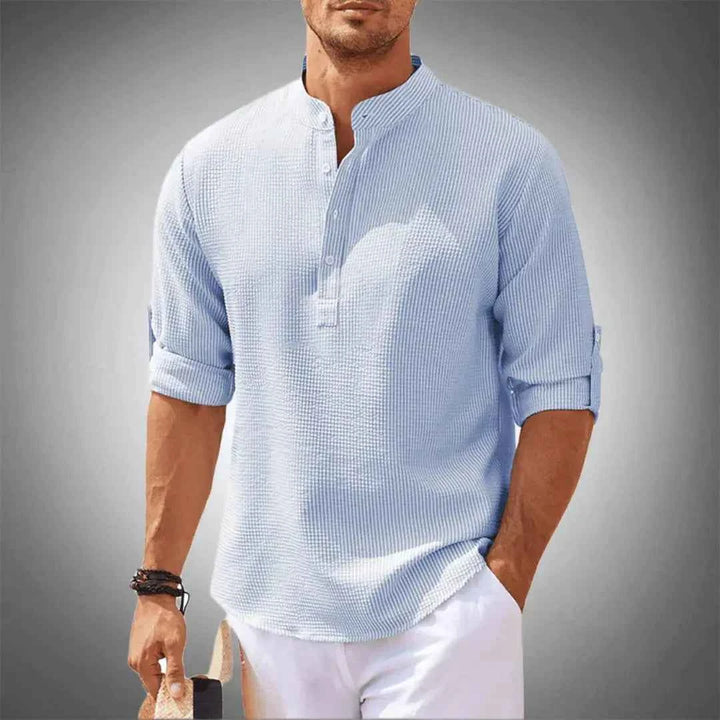 Men's Linen Shirt - Lightweight & Stylish Summer Essential Light Blue