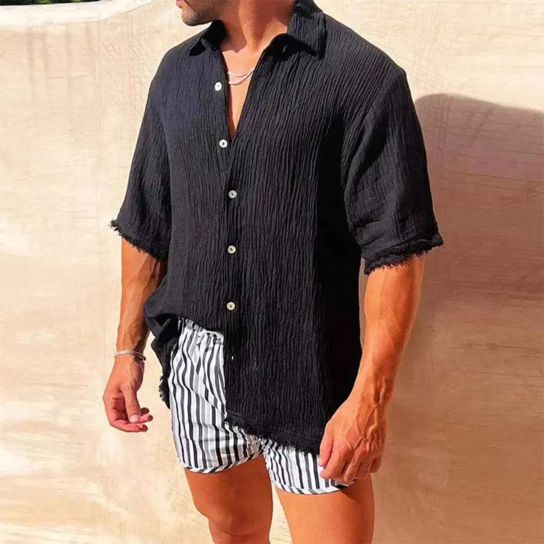 Men's Linen Shirt - Lightweight and Breathable Summer Essential Black