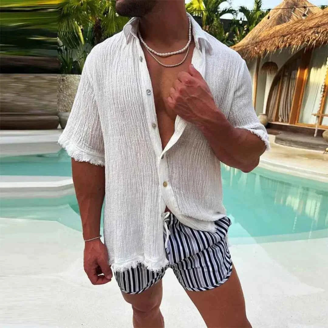 Men's Linen Shirt - Lightweight and Breathable Summer Essential White