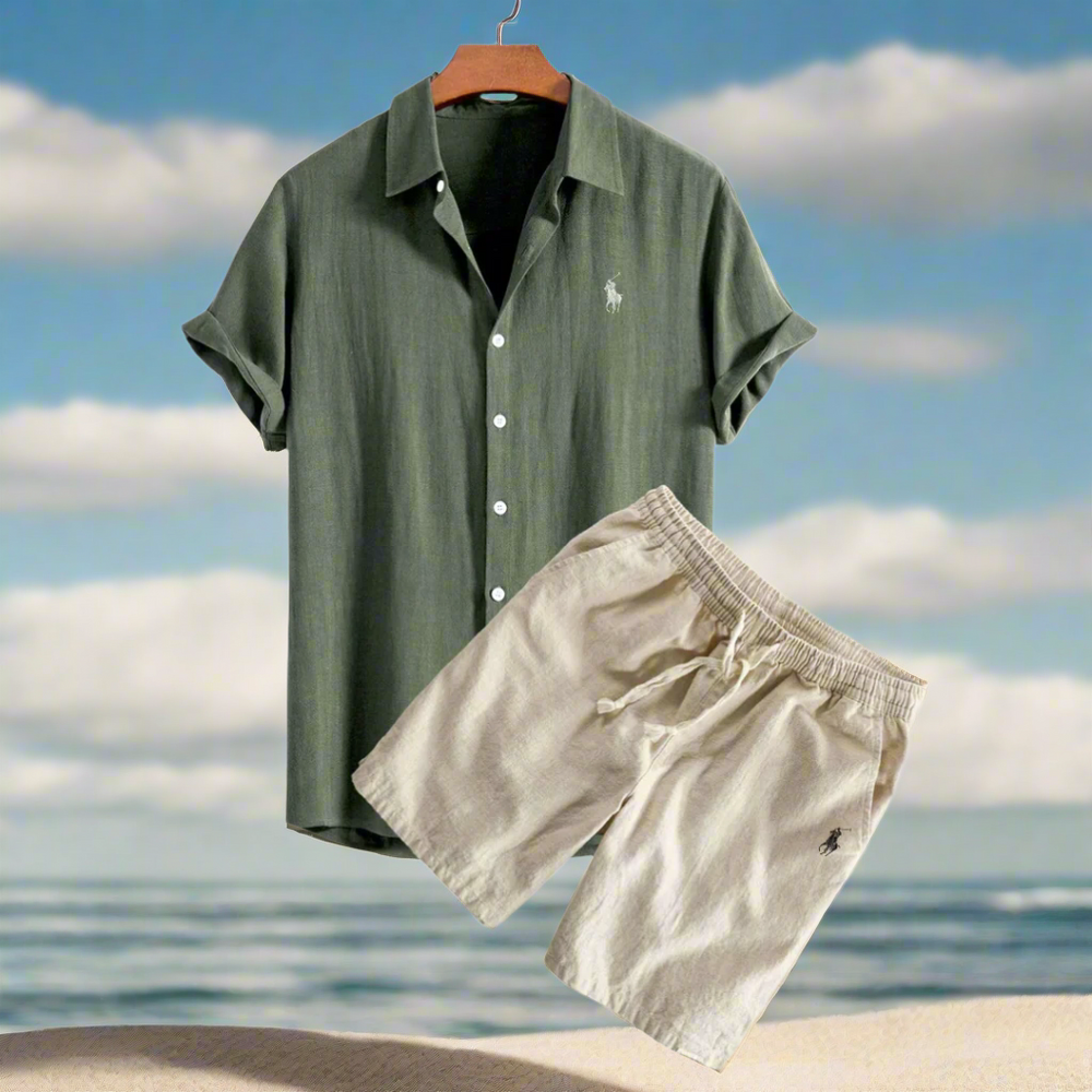 Men's Linen Shirt and Shorts Set – Summer Vacation Outfit