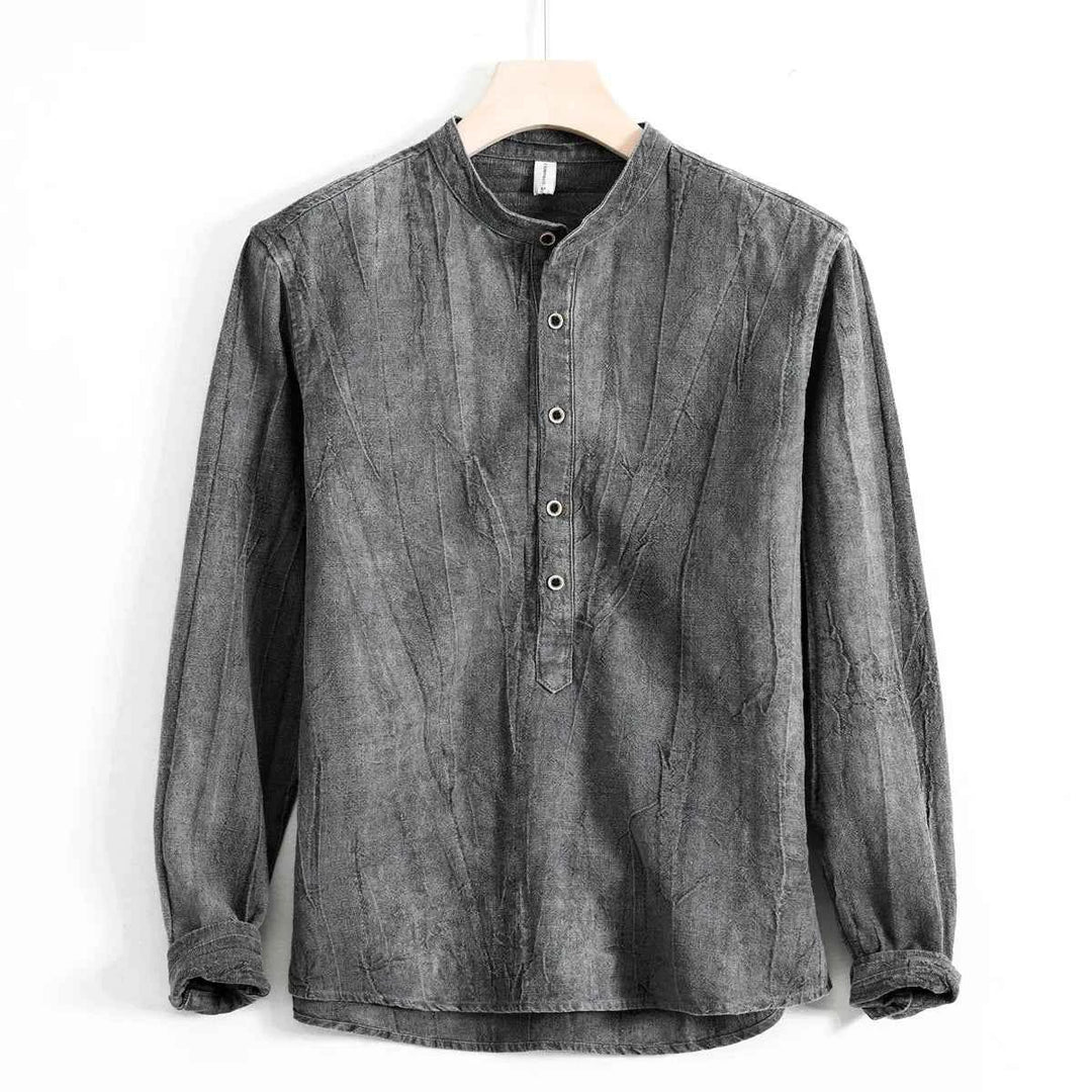 Men's Linen Top - Clayton Style Charcoal Gray