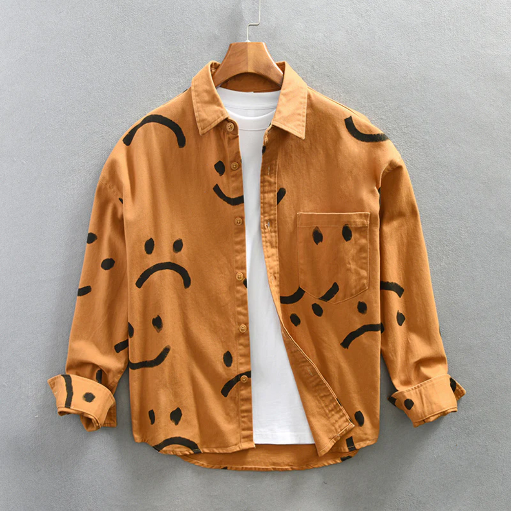 Men's Long Sleeve Casual Shirt Orange
