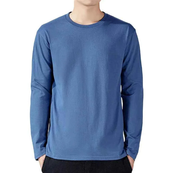 Men's Long Sleeve Cotton T-Shirts Blue