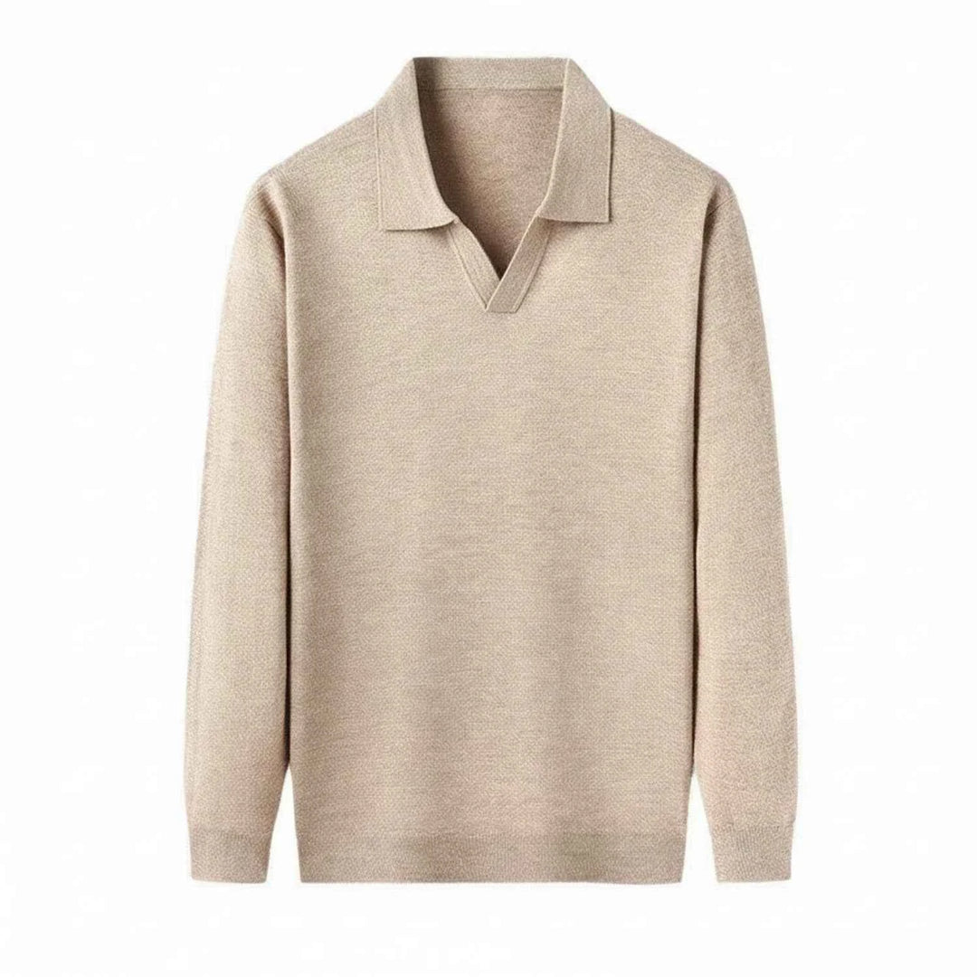Men's Long-Sleeve Knit Polo Sweater