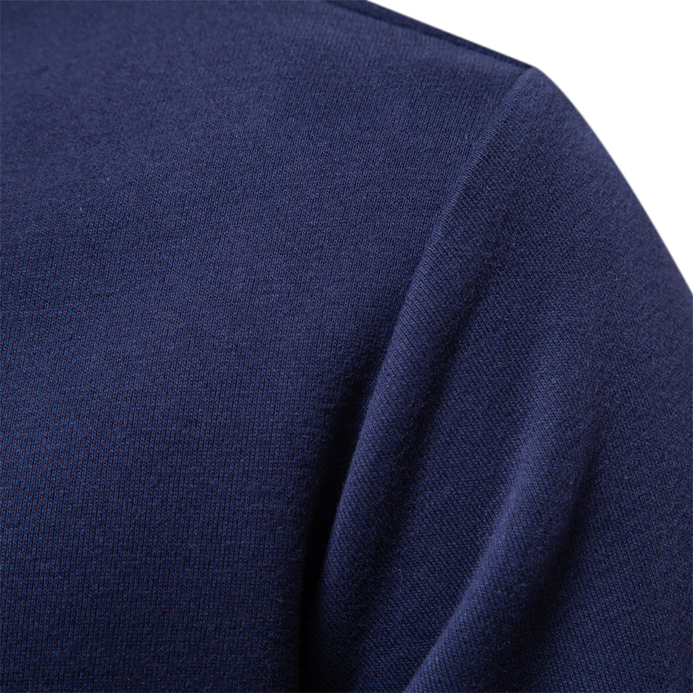 Men's Cotton Polo Shirt Slim Fit Dark Blue Black Long Sleeve