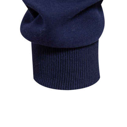Men's Cotton Polo Shirt Slim Fit Dark Blue Black Long Sleeve