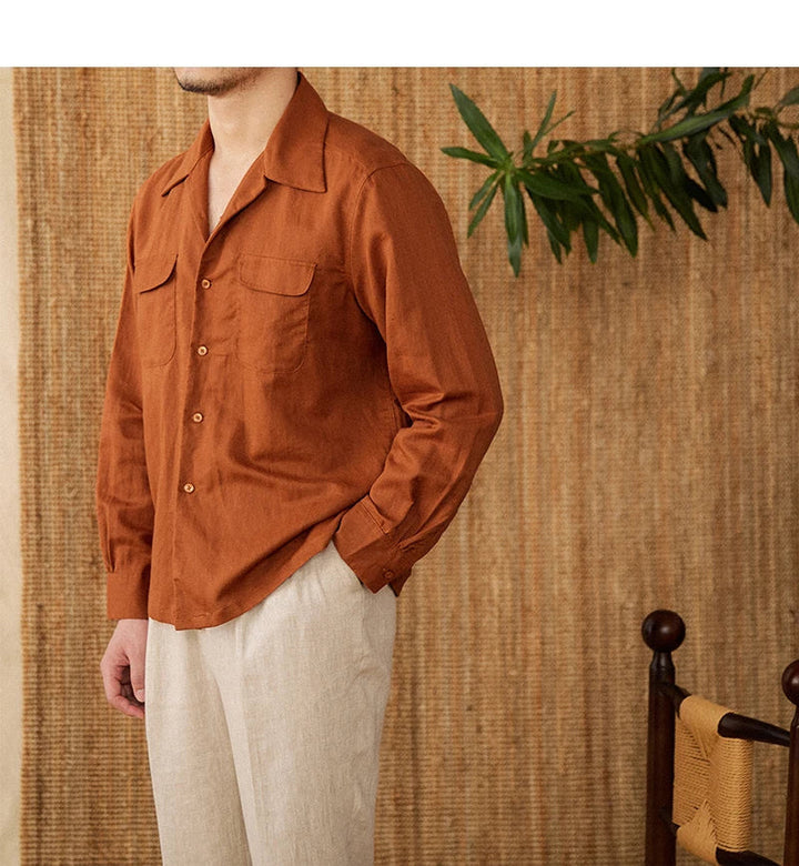 Men's Long Sleeve Relaxed Fit Shirt – Breathable Fabric – Front Button Closure