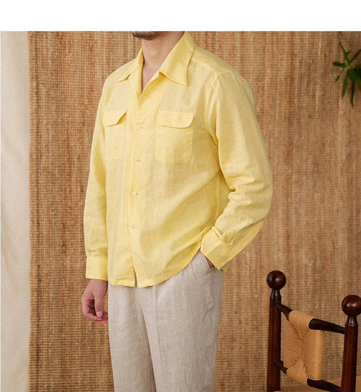 Men's Long Sleeve Relaxed Fit Shirt – Breathable Fabric – Front Button Closure