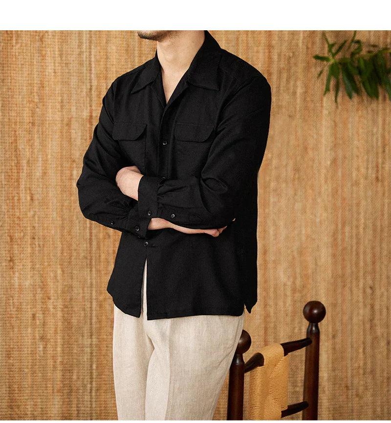Men's Long Sleeve Relaxed Fit Shirt – Breathable Fabric – Front Button Closure